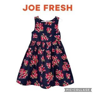 Joe Fresh girls floral pink red tulips dress size 5